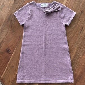 H&M Purple Sparkle Knit Dress with Bow